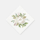 Vergulde Blooms Bruiloft Monogram Servet (Hoek)