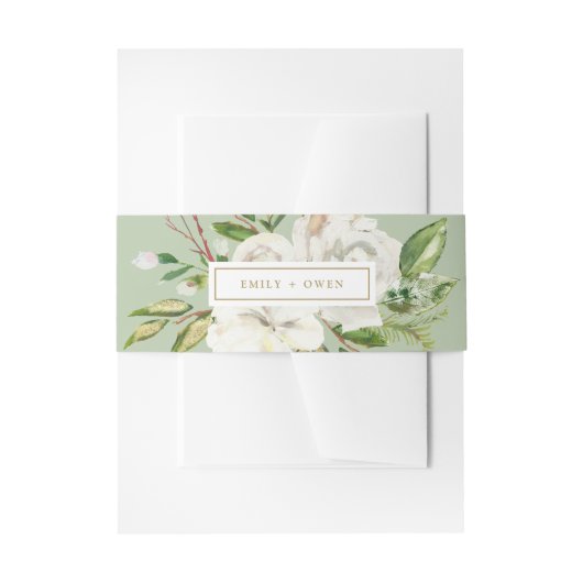 Vergulde Blooms Bruiloft Monogram Uitnodigingen Wikkel (Voorkant Voorbeeld)