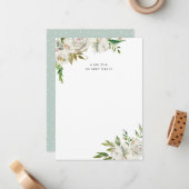 Vergulde Blooms Monogram Briefpapier Note Kaart Notitiekaartje (Voorkant / Achterkant in situ)