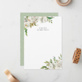 Vergulde Blooms Monogram Briefpapier Note Kaart Notitiekaartje (Voorkant / Achterkant in situ)