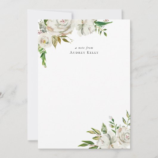 Vergulde Blooms Monogram Briefpapier Note Kaart Notitiekaartje (Voorkant)