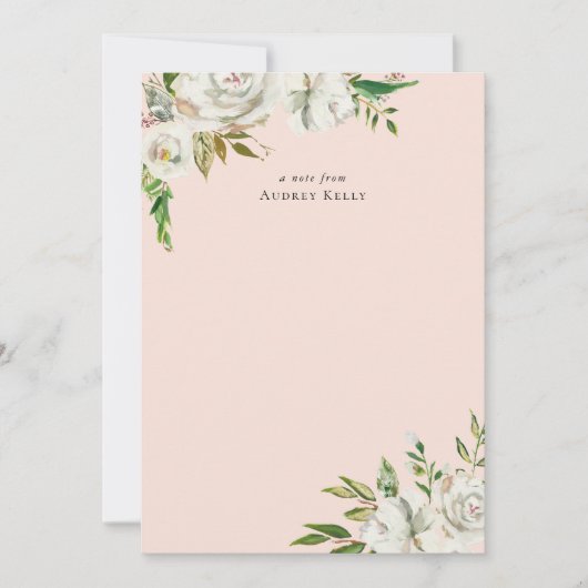 Vergulde Blooms Monogram Briefpapier Note Kaart Notitiekaartje (Voorkant)