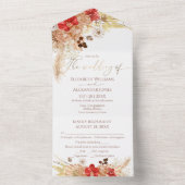 Vergulde Boho bloemenbruiloft alles in één uitnodi All In One Uitnodiging (Binnen)