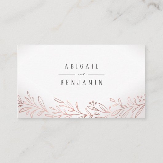 Vergulde botanische bruiloft website Invoegen kaar Plaatskaartje (Achterkant)