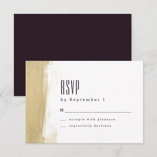 Vergulde Brush Wedding RSVP Kaart (Voorkant / Achterkant)