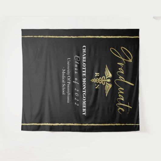 Vergulde Caduceus Nurse Medical Afstuderen Achterg Wandkleed (Voorkant (horizontaal))