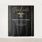 Vergulde Caduceus Nurse Medical Afstuderen Achterg Wandkleed (Voorkant)