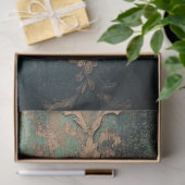 Vergulde Damast Smaragdgroene Patina Tissuepapier (Geschenk)