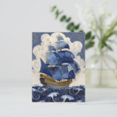 Vergulde Delfts Blauwe Galei Briefkaart (Staand voorkant)