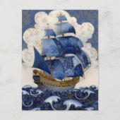 Vergulde Delfts Blauwe Galei Briefkaart (Voorkant)