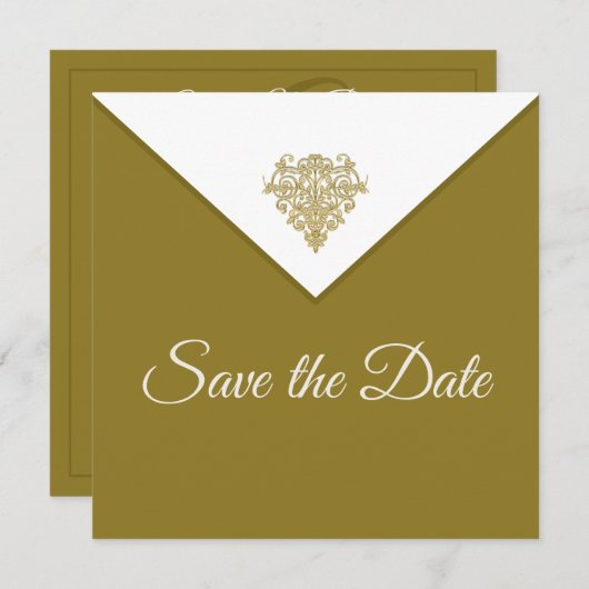 Vergulde Elegance Bewaar de datum Save The Date (Voorkant / Achterkant)