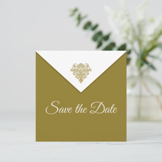 Vergulde Elegance Bewaar de datum Save The Date (Staand voorkant)