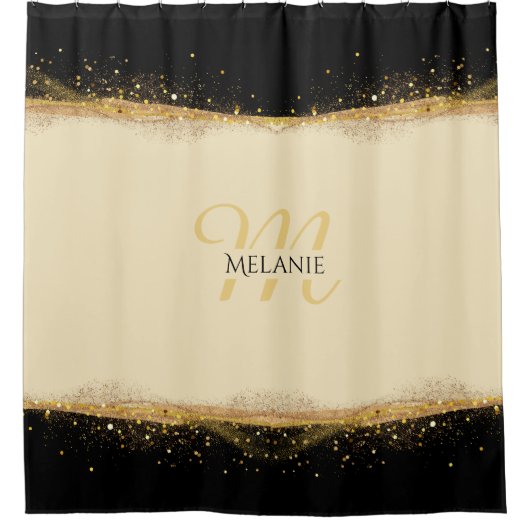 Vergulde Elegance gepersonaliseerd douchegordijn (Voorkant)