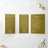 vergulde elegantie bruiloft drieluik uitnodiging (Binnen)