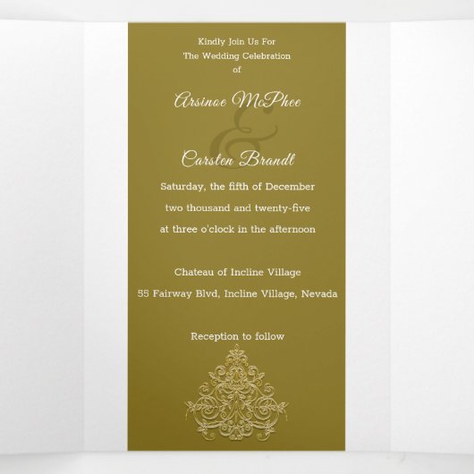 vergulde elegantie bruiloft drieluik uitnodiging (Binnenkant midden)