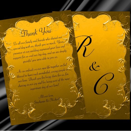vergulde elegantie gouden bruiloft dank u bedankkaart