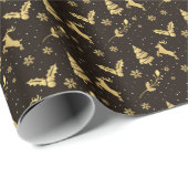 Vergulde Elegantie: Gouden Kerstmis Cadeaupapier (Rol Hoek)