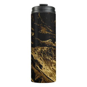 Vergulde Elegantie: Marbling's Splendid Magic Thermosbeker