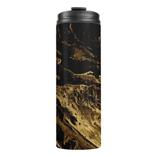 Vergulde Elegantie: Marbling's Splendid Magic Thermosbeker (Voorkant)