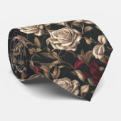 Vergulde Elegantie: Roos Goud Roos op zwart Stropd Stropdas (Opgerold)