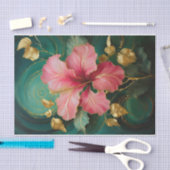 Vergulde Enkele Roze Hibiscusbloem, Formele Bloeme Tissuepapier (Craft)