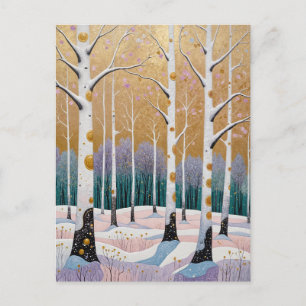 Vergulde Espenbos: Een Winterdroom Briefkaart