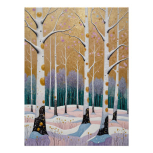 Vergulde Espenbos: Een Winterdroom Perfect Poster