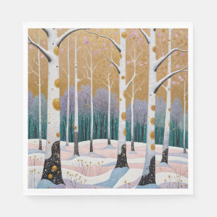Vergulde Espenbos: Een Winterdroom Servet