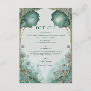 Vergulde Fantasie Art Nouveau Bruiloft Informatiekaartje