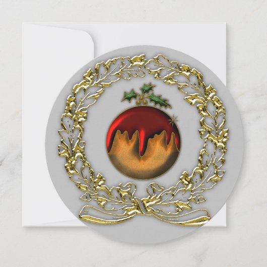 vergulde feestelijke pruim pudding verrukking kers feestdagenkaart (Voorkant)