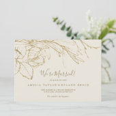 Vergulde Floral Cream & Gold Elopement Aankondigin Aankondiging (Staand voorkant)