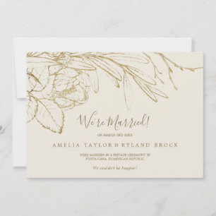 Vergulde Floral Cream & Gold Elopement Aankondigin Aankondiging