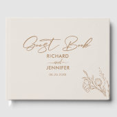 Vergulde Floral Cream & Goud Gepersonaliseerde bru Gastenboek (Voorkant)