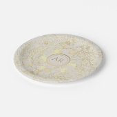Vergulde Floral Gold bruiloft Papieren Bordje (Gekanteld)