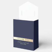 Vergulde Floral Gold Navy Blue bruiloft Bedankdoosjes (Geopend)