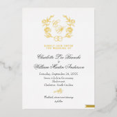 Vergulde Floral Monogram bruiloft uitnodigingen (Voorkant)