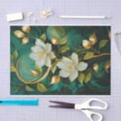 Vergulde Gardenia Blooms, wit Formal Tropical Tissuepapier (Craft)