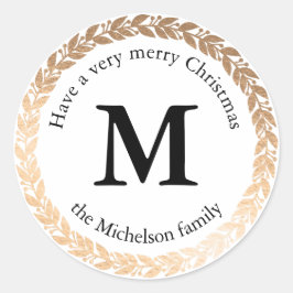 Vergulde Garland Elegant Cirkel Monogram Ronde Sticker
