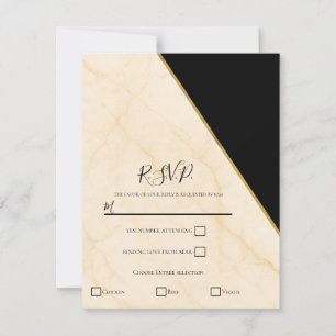 Vergulde Geometrie Luxe Ivoor & Goud Marmer RSVP Kaart
