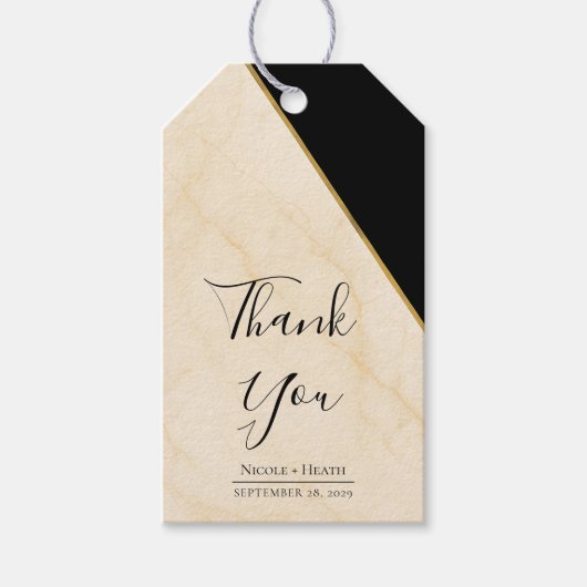 Vergulde geometrie Luxe ivoor & goud marmeren brui Cadeaulabel (Voorkant)