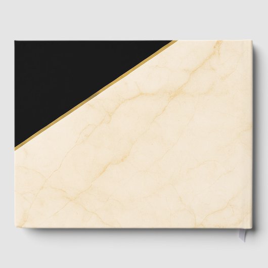 Vergulde geometrie Luxe ivoor & goud marmeren brui Gastenboek (Achterkant)