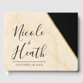 Vergulde geometrie Luxe ivoor & goud marmeren brui Gastenboek (Voorkant)