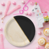 Vergulde geometrie Luxe ivoor & goud marmeren brui Papieren Bordje (Feest)