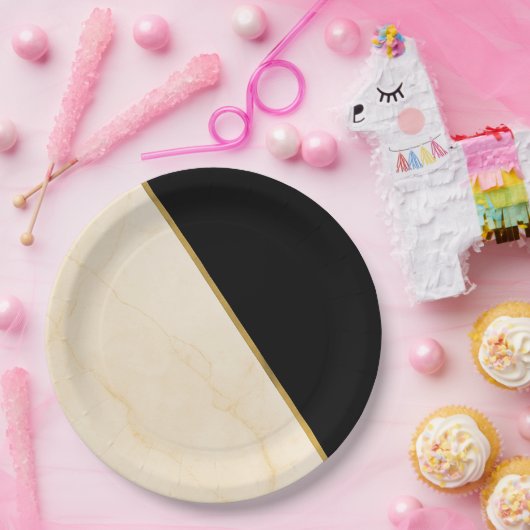 Vergulde geometrie Luxe ivoor & goud marmeren brui Papieren Bordje (Feest)