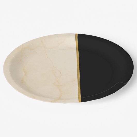 Vergulde geometrie Luxe ivoor & goud marmeren brui Papieren Bordje (Gekanteld)