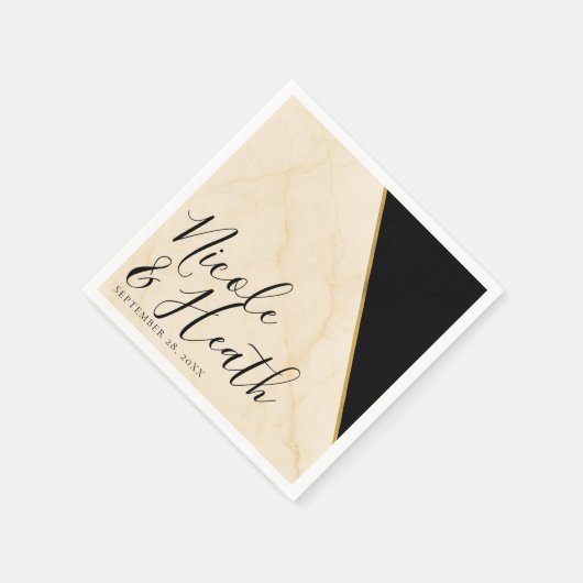 Vergulde geometrie Luxe ivoor & goud marmeren brui Servet (Hoek)