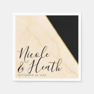 Vergulde Geometrie Luxe Ivoor & Gouden Marmeren Tr Servet