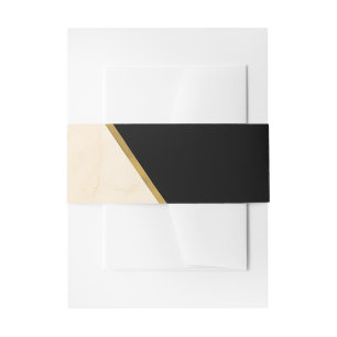 Vergulde Geometrie Luxe Ivoor & Gouden Marmeren Tr Uitnodigingen Wikkel