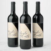 Vergulde Geometrie Luxe Ivoor & Gouden Marmeren Tr Wijn Etiket (Flessen)