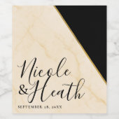 Vergulde Geometrie Luxe Ivoor & Gouden Marmeren Tr Wijn Etiket (Enkel label)